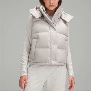 Lululemon Wunder Puff Cropped Vest in Heathered Natural Ivory